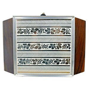 Jaxton Hot Server Food Warmer Brown Leaf Design Mid Century Modern Vintage